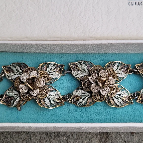 MCM Filigree linked floral rosette bracelet  Spritzer & Fuhrmann - Picture 5 of 16